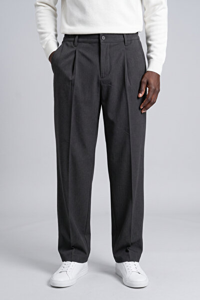 ERKEK BOL KESİM TEK PİLELİ LASTİK BEL DÜĞMELİ KUMAŞ PANTALON K2057KP