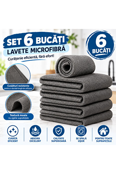 Generic Brand Set 6 Lavete Magice Premium 30x30cm - Curățenie Perfectă Fără U...