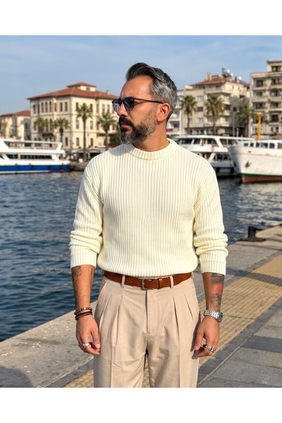 higo Men's Cortina Old Money Ribbed Knit Sweater