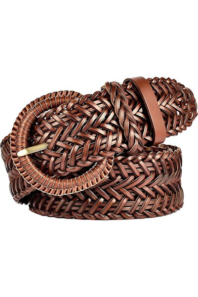 GENERAL ANNULOYA Women Wide Braided Leather Belt 1.6 inch Ladies Soft Woven W...