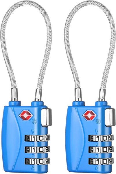 GENERAL ZHEGE Travel Lock TSA Approved, Cable Travel Lock (Blue, 2P)
