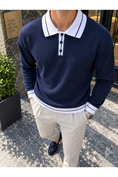 Generic Brand Men's button-down shirt collar knitwear