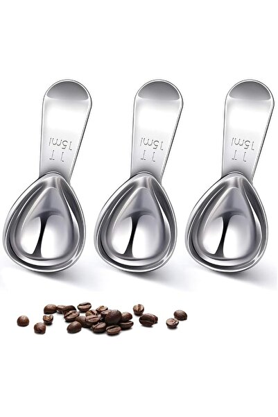 ALMEKAQUZ 3Pcs Coffee Scoops, Stainless Steel Coffee Measuring Spoon, 15ml Te...