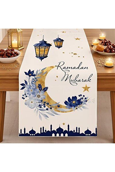 LCHYI مفرش طاولة رمضان، تصميم زخرفي لرمضان مبارك مع فوانيس ونجوم، مفرش طاولة ...