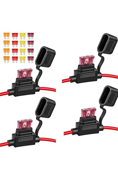 Voleleo 4 قطع حامل فيوزات خطية 12AWG، حامل فيوزات سيارات بشفرة، سلك نحاسي مطل...