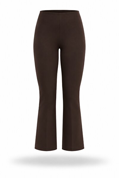 5in1Canpolat Brown Mini Flare Pants 438