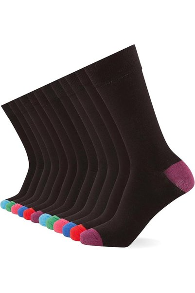 FM LONDON (12-Pack) Men’s Smart Breathable Socks | Plain and Patterned Mens S...
