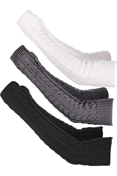 KASTWAVE 3 Pairs Arm Warmers, Long Fingerless Knit Stretchy Arm Warmers with ...