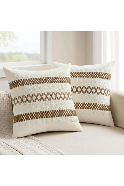 Generic Pillow Covers Set of 2, 45x45cm Brown Boho Decorative Cotton Cushion ...