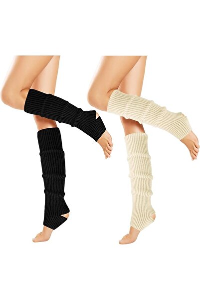 AZONEE Leg Warmers For Women, 2 Pairs Winter Ribbed Knit Leg Warmers 80s Toel...