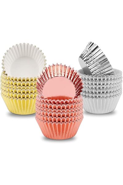 Good 300 Pack Foil Cupcake Liners Metallic Muffin Paper Cases Baking Cups Gol...