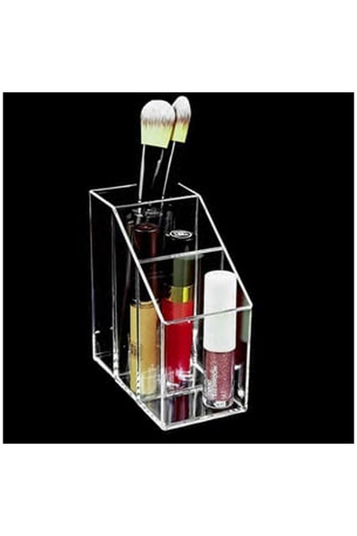 OEM Suport Acrilic Transparent cu 3 Compartimente pentru Pensule 6x11x12cm