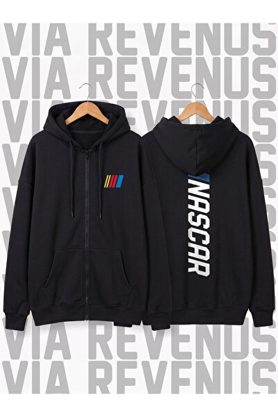 Vordevia Nascar Printed Unisex Zipper Hooded Sweatshirt Cardigan