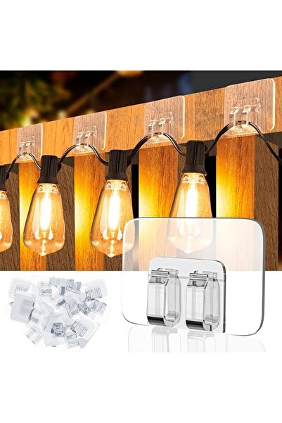Yelajoy 50 PCS Holiday Light Clips,Clear Adhesive Outdoor Hooks