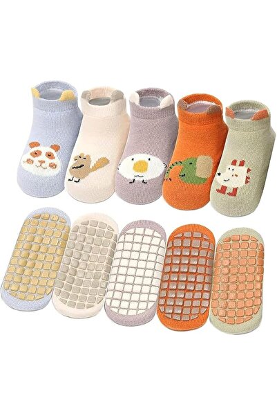 GENERAL DONOVA Toddler Ankle Socks with Silicone Grip, 5 Pairs Cotton Baby So...