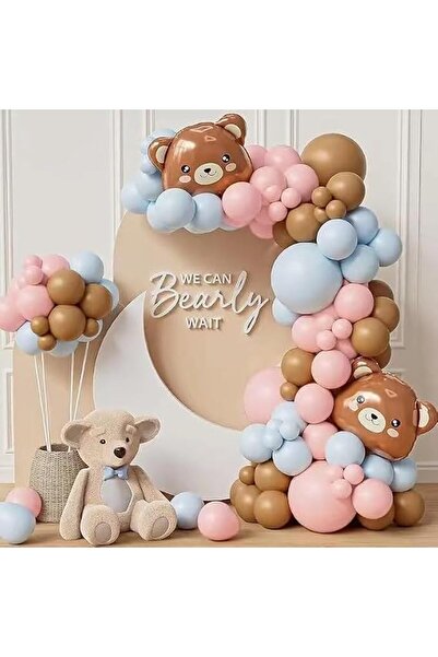 GENERAL Teddy Bear Balloon Garland Kit, Pink Blue Brown, Baby Shower Party De...