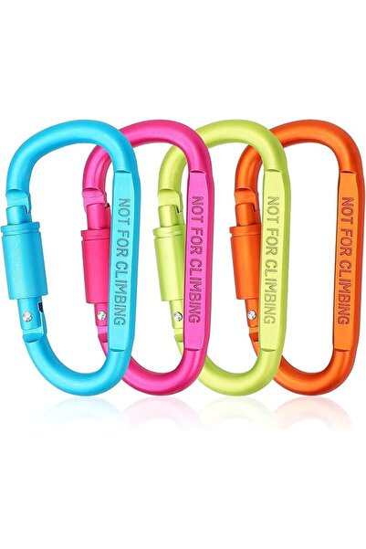 TERRIFI Locking Carabiner Clip 4 Pack, Aluminum D Ring Carabiners with Screw ...