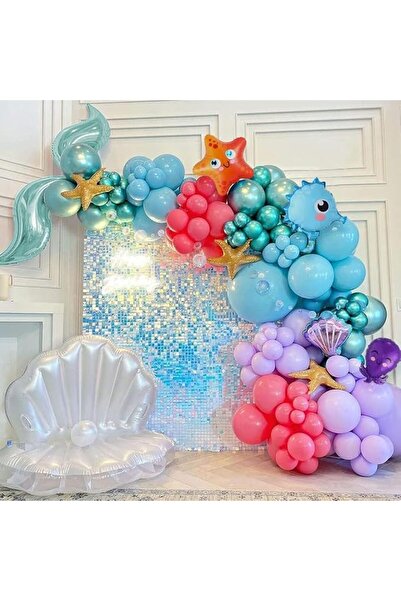 GENERAL 125pcs Mermaid Balloon Garland Kit,Under The Sea Balloons Mermaid Tai...