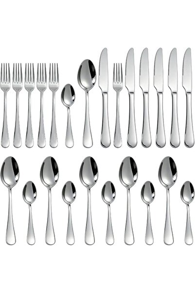 GENERAL Cutlery Set Stainless Steel Flatware Set: 24 Pieces Mirror Polished R...