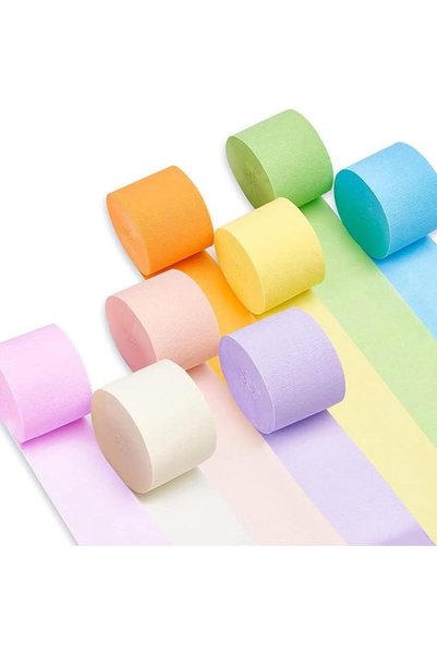 Lonimia Party Paper Streamers Decorations: 8 Rolls Pastel Crepe Paper Streame...
