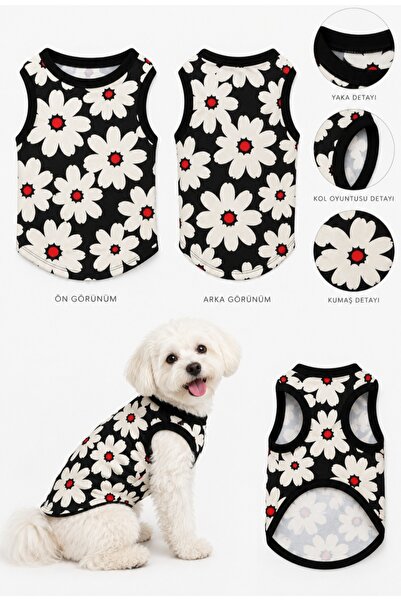atelyu Cat Dog Outfit Floral Pattern Tshirt Tank Top