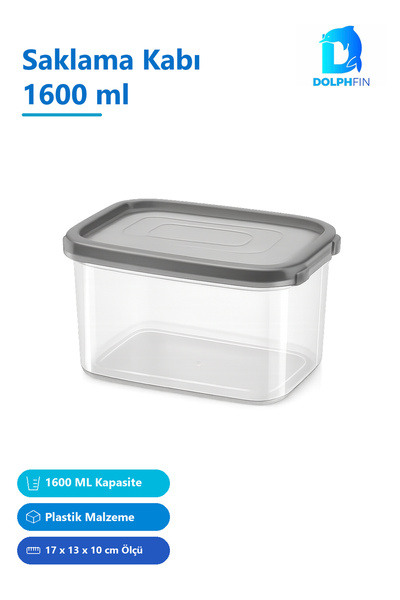 DolphFin Storage Container 1600 ml Plastic 17 X 13 X 10 cm