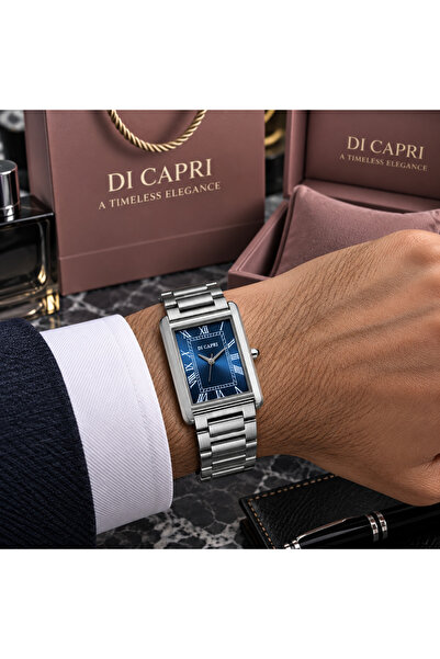 Generic Brand Di Capri Men's Silver Watch with Blue Dial Looster Time
