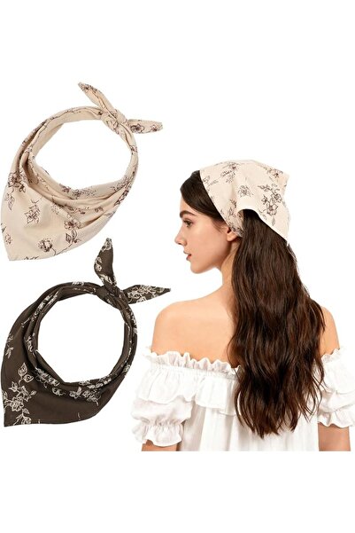 Generic 2 Pack Floral Bandana, Polyester Head Kerchief for Women and Men, Ret...