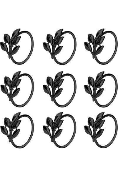 GENERAL Napkin Ring Set of 9 Metal Clips, Leaf Ring Holders for Wedding Party...