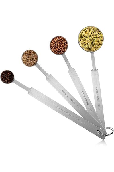 ASKIND 4 Pcs Long Handle Measuring Spoons, Stainless Steel Measuring Spoon Se...