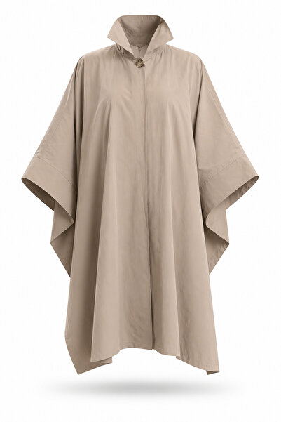 5in1Canpolat Beige Cape Trench Coat 8663