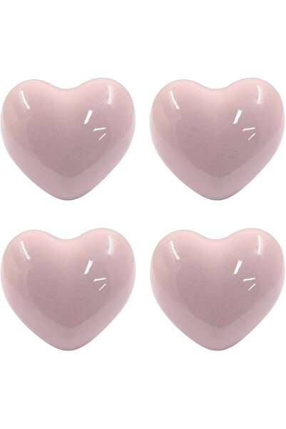 Roxolana 4 Pcs Pink Heart Shaped Ceramic Cabinet Knobs for Door, Drawer, Cupb...