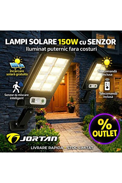 Jortan Σετ 2x Ηλιακών Φωτιστικών 150W, 160 COB LED, 8 Κυψέλες, Αισθητήρας Κίν...
