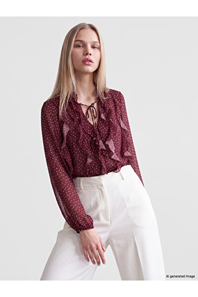 LC Waikiki Timeless Clothing & Timeless Choices Tie-Back Roba Collar Polka Do...