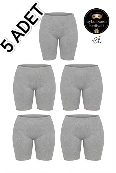 Tutku Women's 5-Pack Gray Cotton Plus Size Elastic-Cuff Mother's Long Underpa...