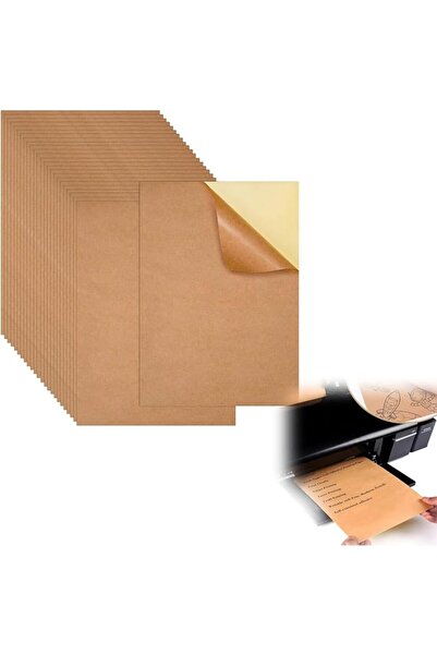 SYOSI Printable Kraft Sticker Paper 50 Sheets - Full Sheet Self-Adhesive Labe...