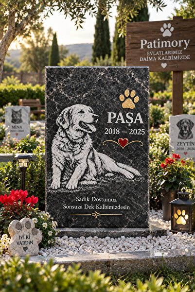 Digital Hayat Kişiye Özel Renkli Evcil PET Hayvan Mezar Taşı – Kedi Köpek Laz...