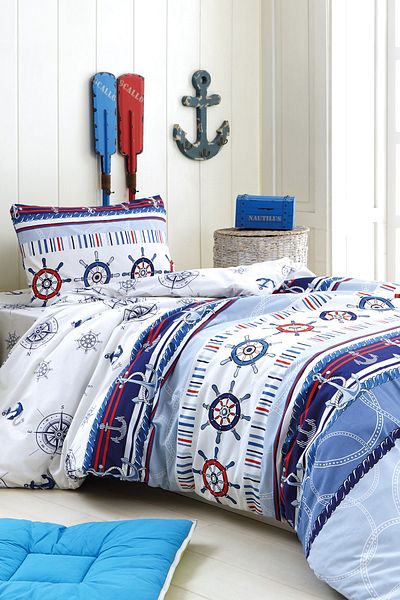 SENLİFE Set cuvertură de pilota unică Marina Cotton Ranforce