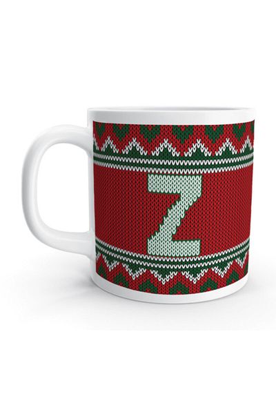 Rock'n Fox Letter Z Red Winter New Year Christmas Knitted Design Letter Mug Cup