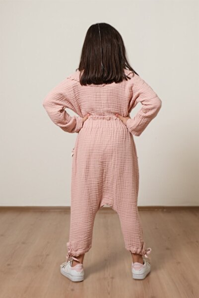 Zeliha Baysan Lambert Müslin Unisex Çocuk Şalvar Pembe