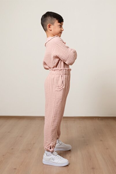 Zeliha Baysan Lambert Müslin Unisex Çocuk Şalvar Pembe