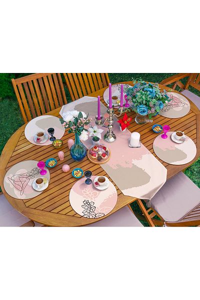 Realhomes Σετ 6+1 Special Design Supla Runner με Κρεμ φόντο και σχέδιο Onedraw