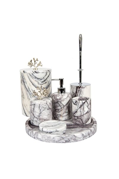 marandmore Rolin Leylak Mermer Banyo Seti 7li - Gümüş Mercan