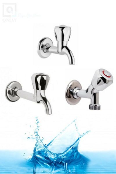 QNİAY Set of 3 Topbaş Long Tap + Short Topbaş Tap + Topbaş Laundry Tap