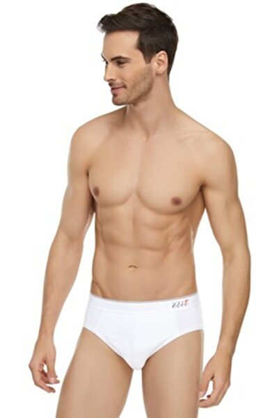 Tutku Elite 1351 Lycra Belted Com Cotton Slip White Men's Briefs