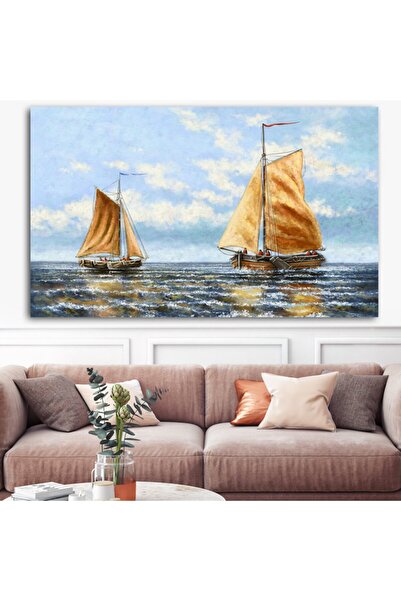 Sebenta Dekoratif Deniz Yelkenli Kanvas Tablo (60cm X 90cm)