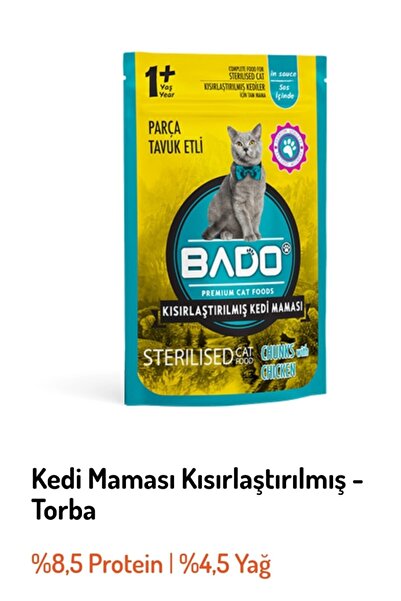 Bado Kısırlaştırılmış Kedi Maması Somonlu 85 gr