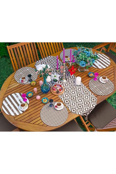 Realhomes Σετ 6+1 Coffee Special Design Supply Runner με γεωμετρικό σχέδιο