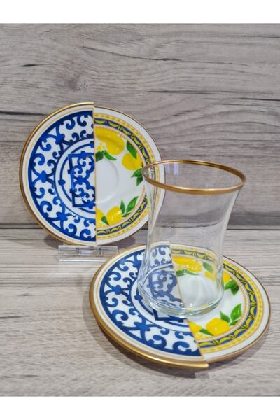 EMİRA HOME Lemone-6 Kişilik Çift Desenli Çay Seti