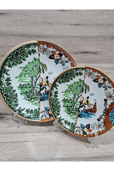 EMİRA HOME Hybrid-6 - 6 Person Double Patterned Cake and Serving Set